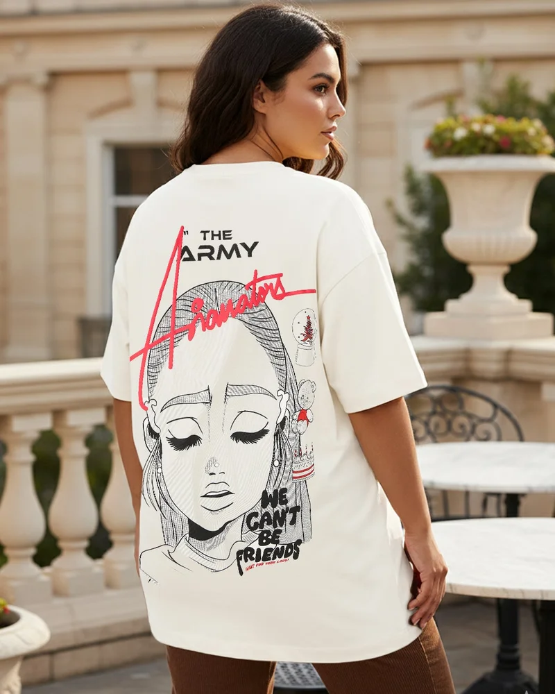 bewakoof Women's Gardenia Ariantor Graphic Printed Oversized Plus Size T-shirt